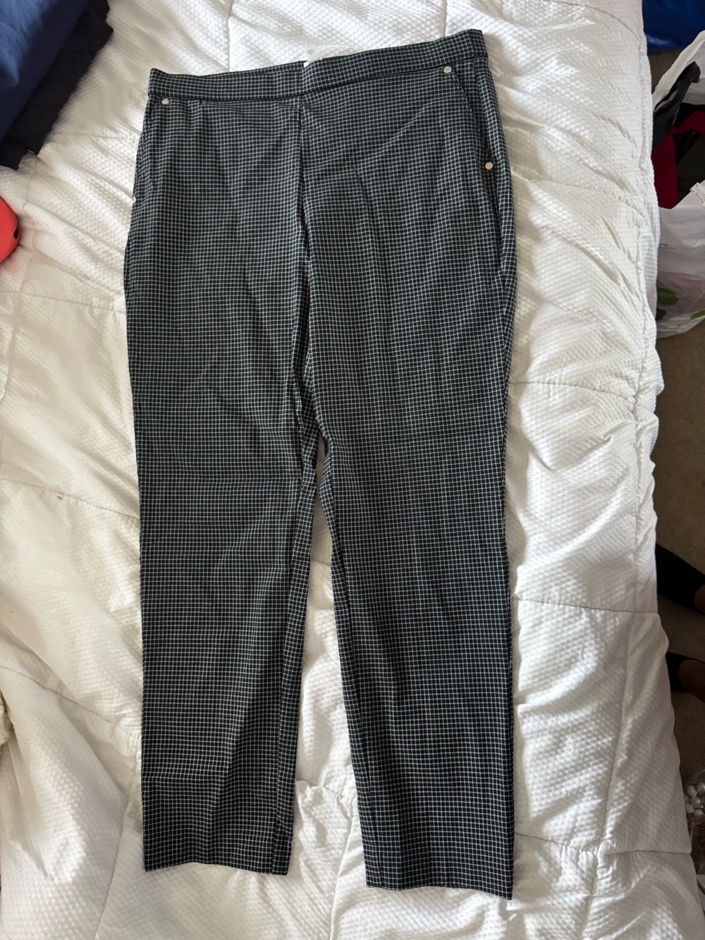 Anne Klein Black-and-White Micro-Check Chinos